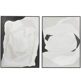 1 PIECE WHITE CANVAS ABSTRACT FRAMED WALL ART WITH BLACK FRAME