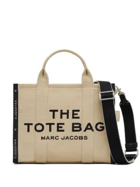 BEIGE JACQUARD LOGO SHOULDER BAG