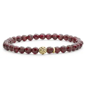 Caviar Icon Garnet Gold Station Bead Bracelet