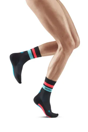 CEP Women's Miami Vibes 80's Socks Mid Cut - Black/Blue&Pink