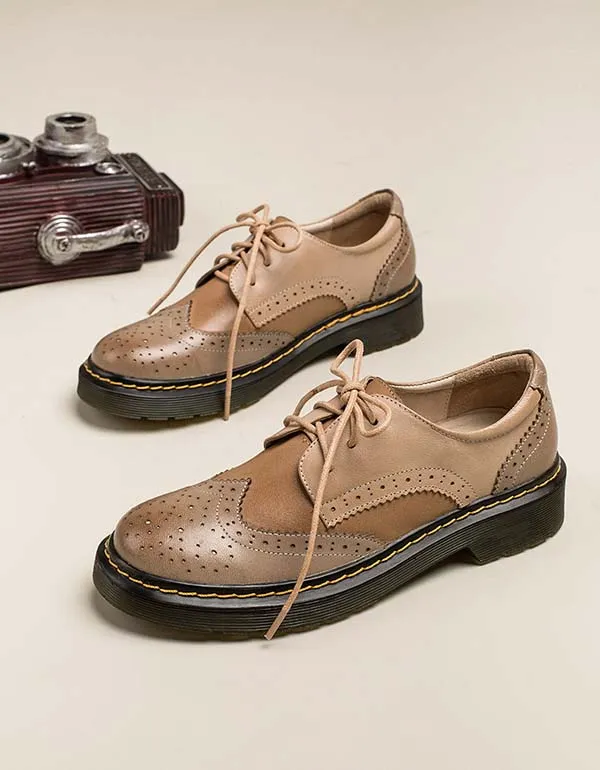 Genuine Leather Vintage Oxford Shoes for Women