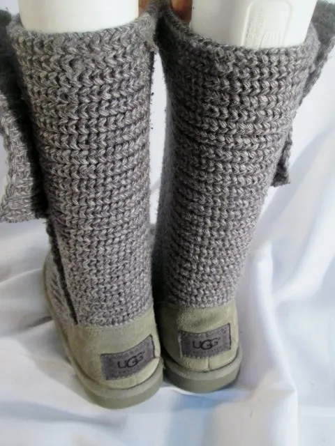 Girls Youth UGG AUSTRALIA 5649 CLASSIC CARDY KNIT Sweater BOOTS Shoes GRAY 3