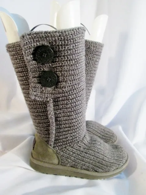 Girls Youth UGG AUSTRALIA 5649 CLASSIC CARDY KNIT Sweater BOOTS Shoes GRAY 3