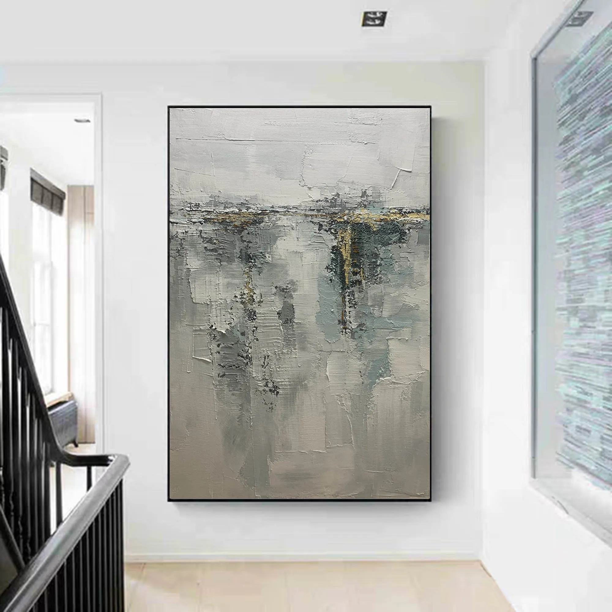 Gray Gold Abstract Painting on Canvas Original Canvas Wall Art Yp008