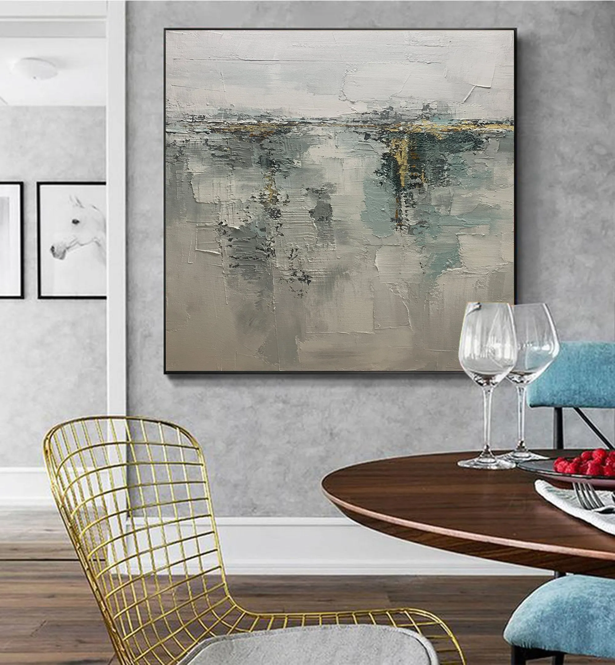 Grey Gold Abstract Painting original Modern Painting Op081