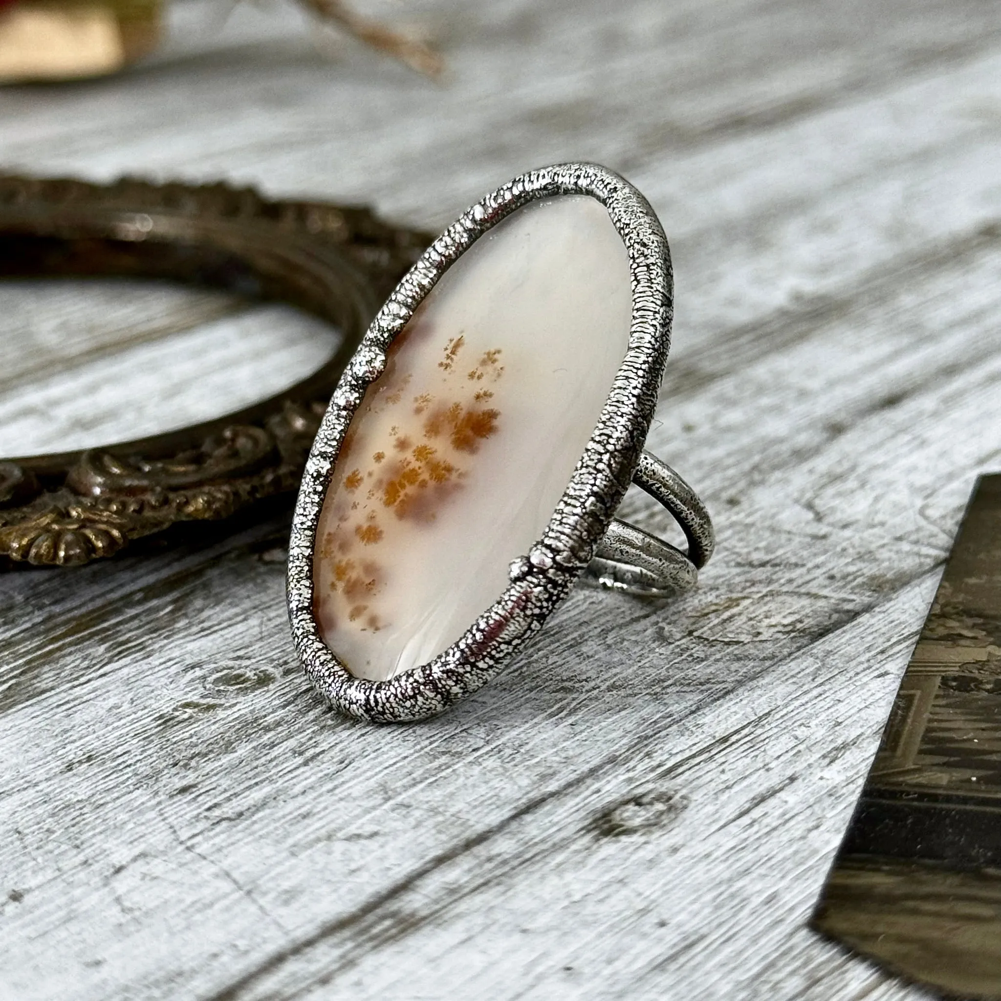 Montana Moss Agate Ring Silver Crystal Jewelry Size 8/ Foxlark Collection