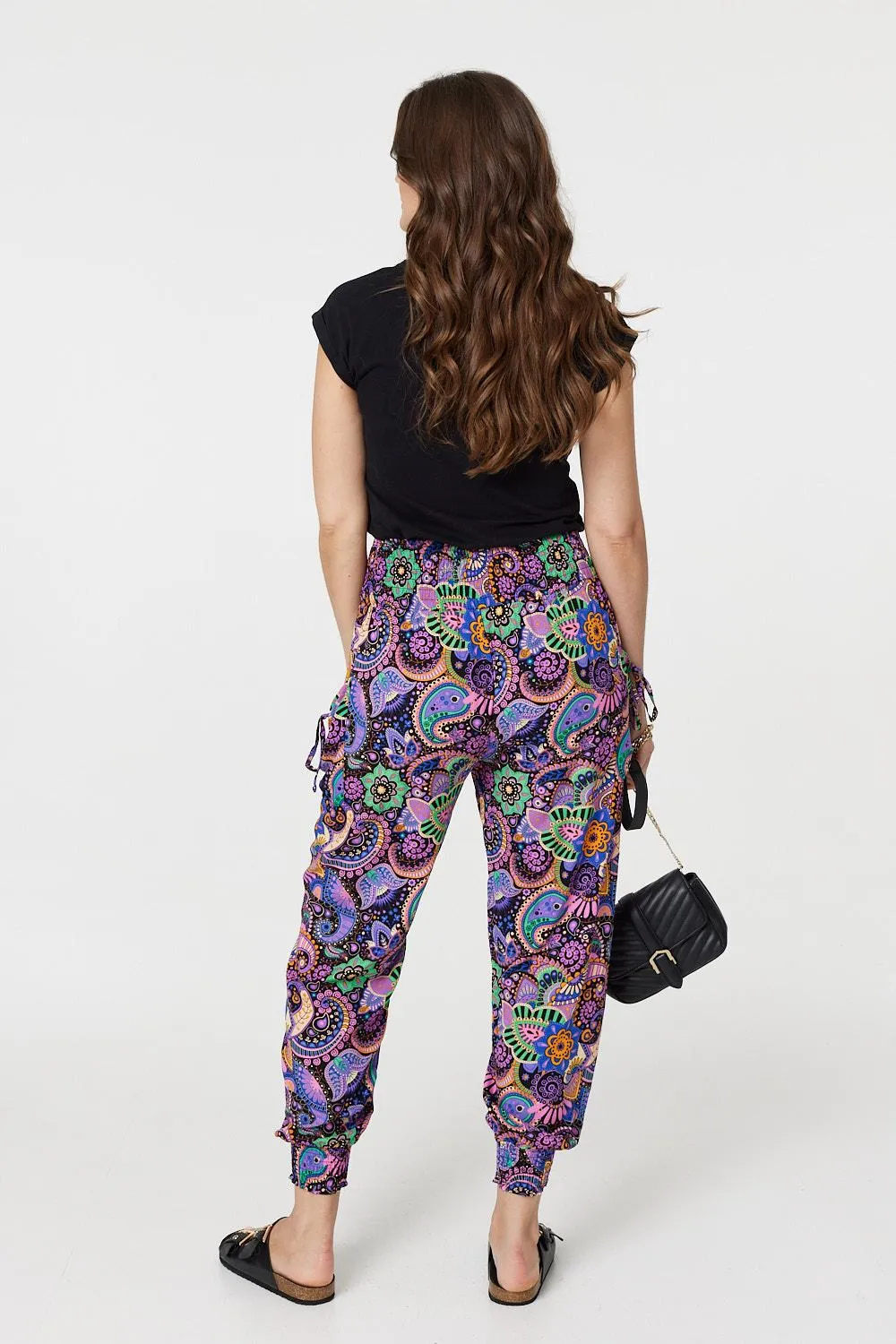 Paisley Tassel Pocket Harem Pants