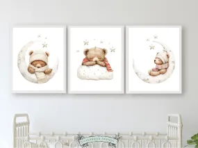 Sleeping Teddy Bear Nursery Prints - Set 3